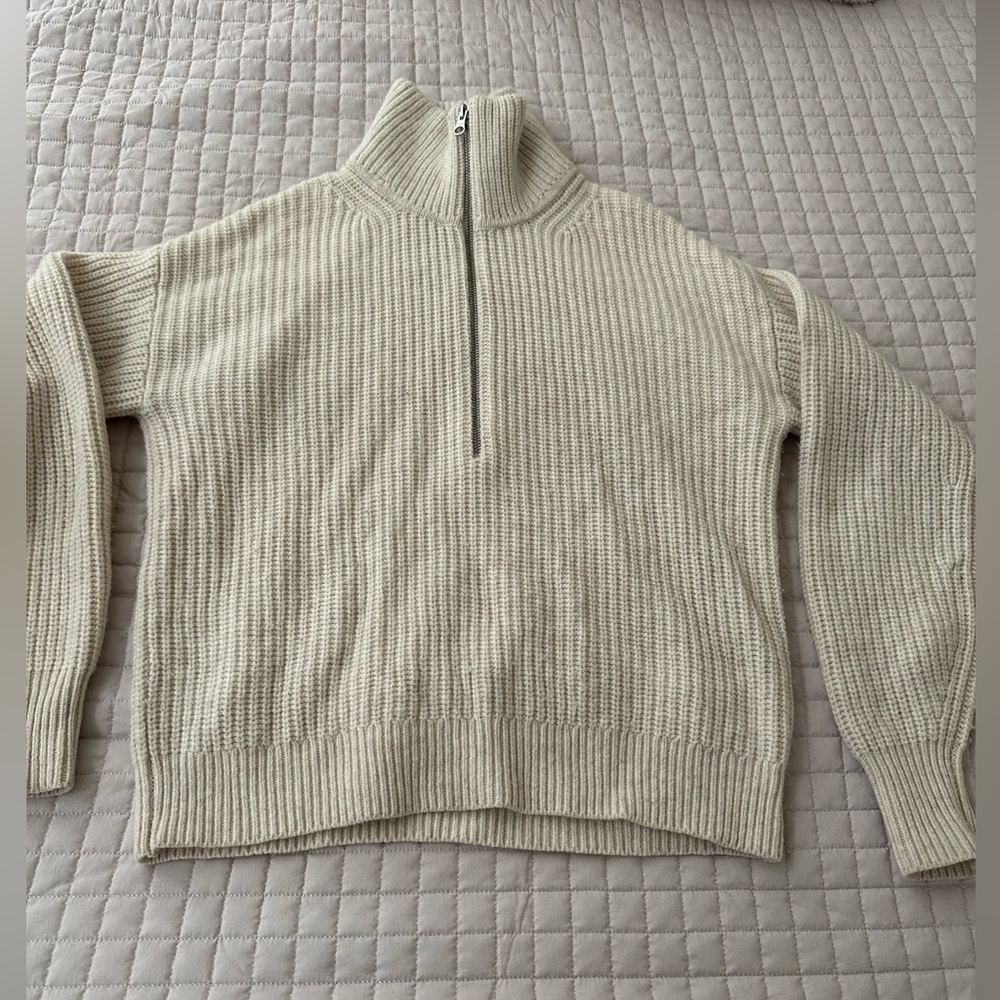 Everlane Cream Half-Zip Women's Sweater